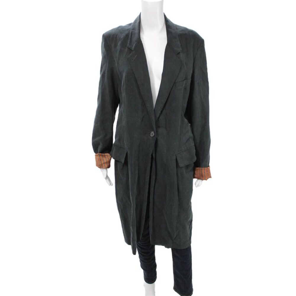 Smythe Womens Dark Gray Collared Overcoat Button Front Size S